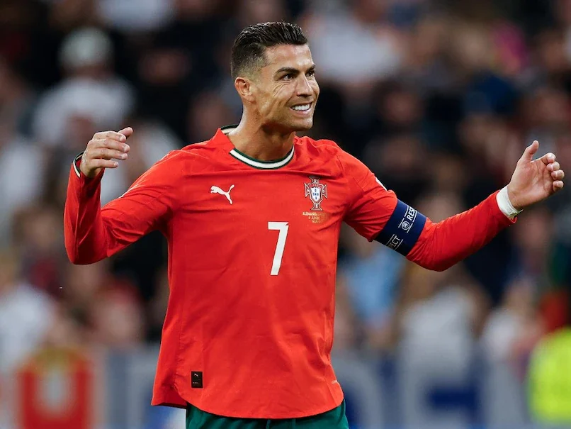 Cristiano Ronaldo celebrates after scoring for Portugal against Germany