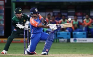 Action from the India vs Pakistan Asia Cup Group A match