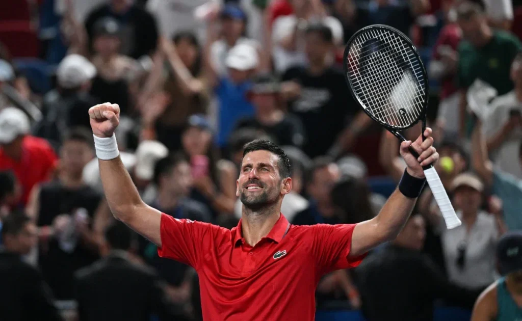 Novak Djokovic in action at Shanghai Masters