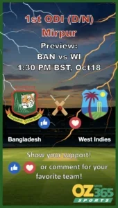 Bangladesh vs West Indies, 1st ODI at Dhaka, BAN vs WI
