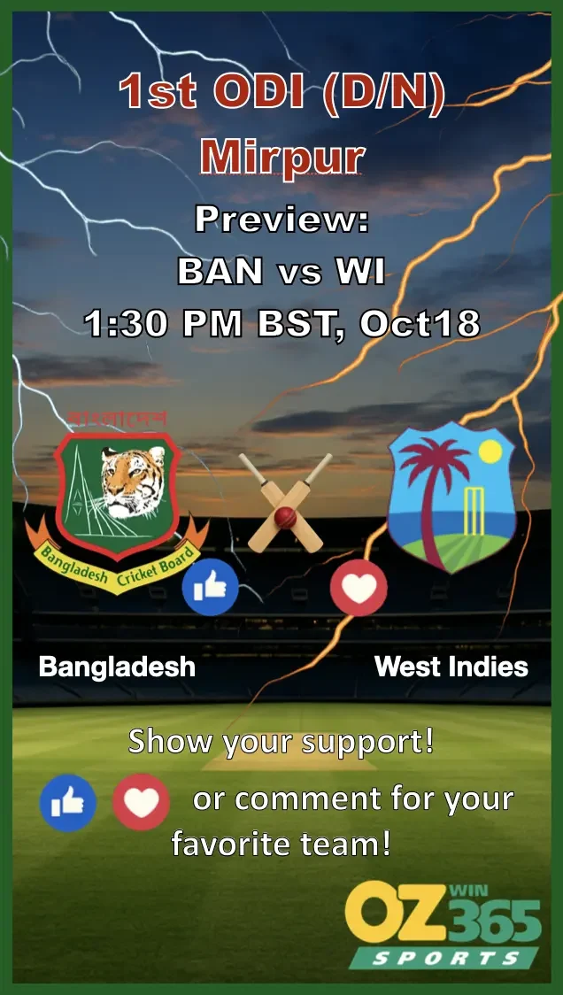 Bangladesh vs West Indies, 1st ODI at Dhaka, BAN vs WI