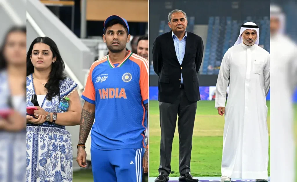 Mohsin Naqvi waited on the presentation dais for the Indian team after the Asia Cup final