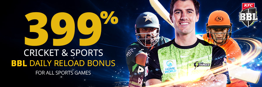 399% cricket and sports BBL daily reload bonus