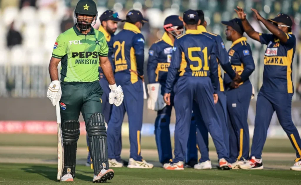 Pakistan cricket team in action in 1st ODI against Sri Lanka