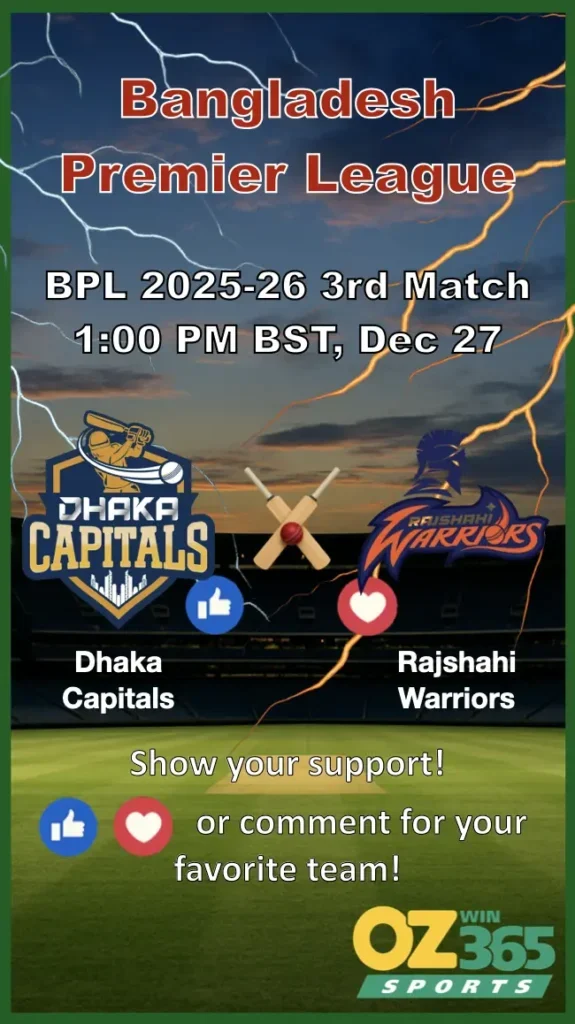 BPL 2025-26 3rd Match Dhaka Capitals vs Rajshahi Warriors
